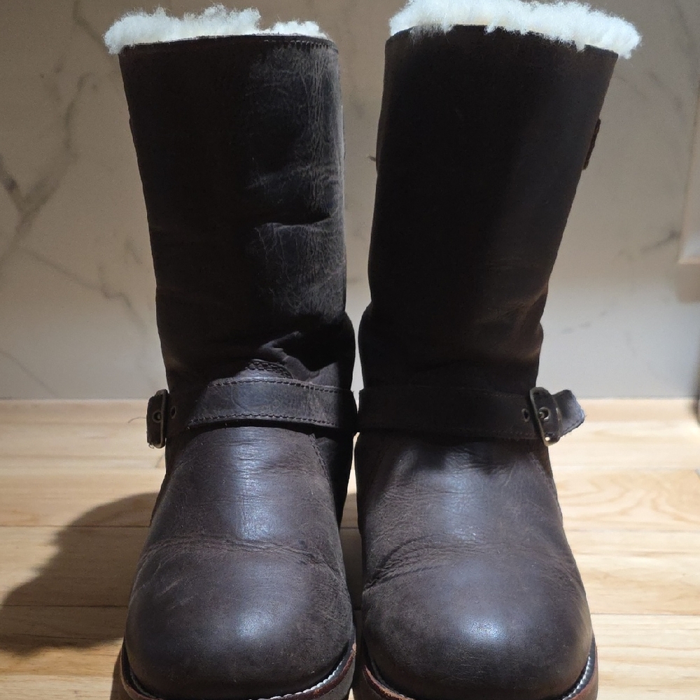 UGG Dark Brown Leather Waterproof Boots